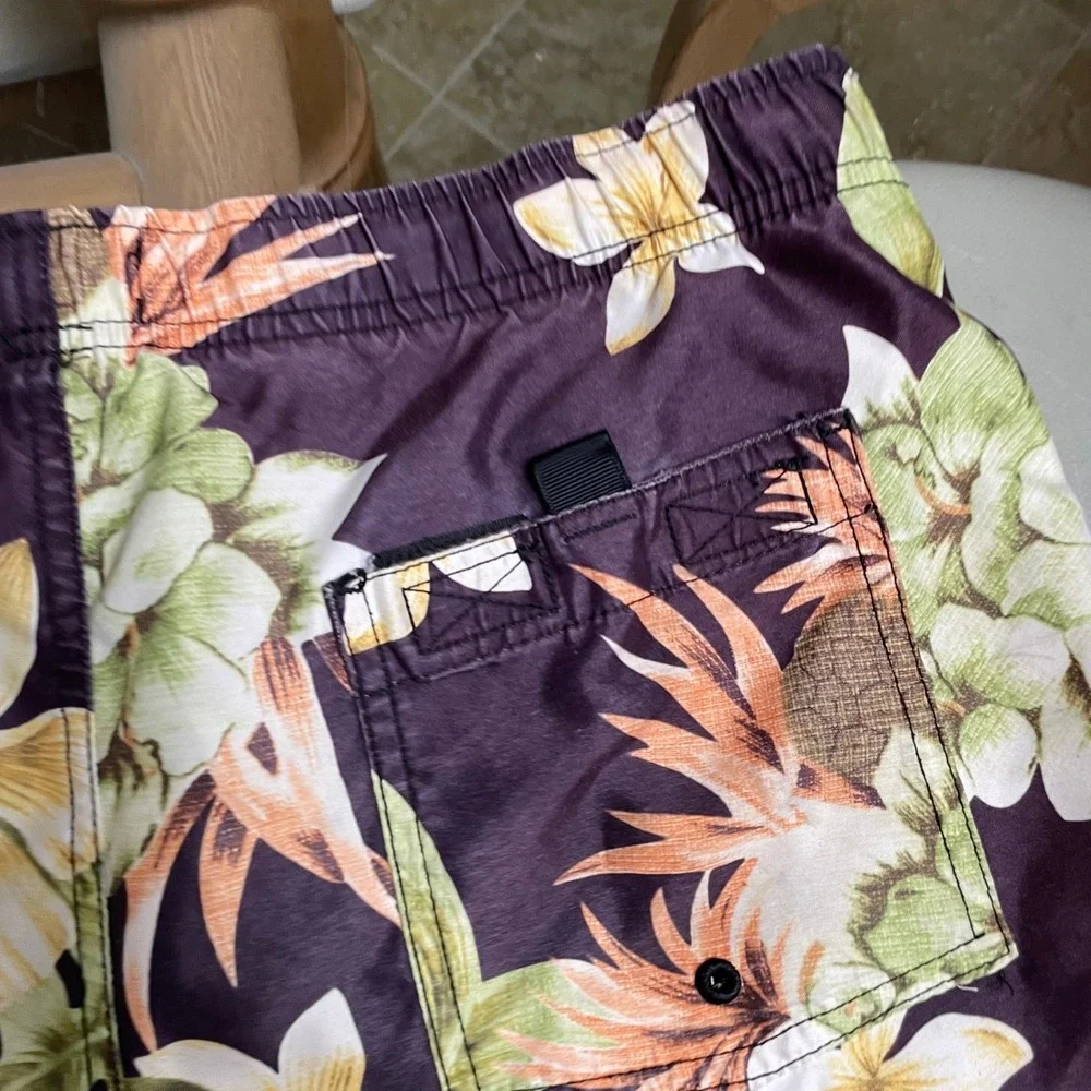 Neff Floral Swim Trunks Tropical Hawaiian Beach Drawstring‎ Shorts Medium